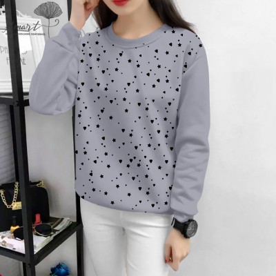 G7 COLLECTION Printed Women Round Neck Grey T-Shirt