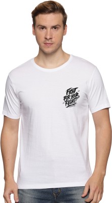 ADRO Typography Men Round Neck White T-Shirt