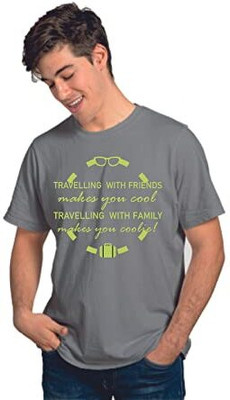 Feel Good Dorex Printed, Typography Men Round Neck Grey T-Shirt