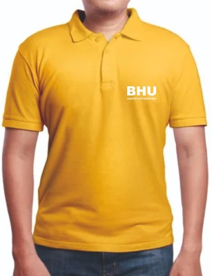 BHUPRINTED Graphic Print Men Polo Neck Yellow T-Shirt