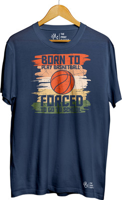THE PRINT PLATTER Graphic Print Men Round Neck Navy Blue T-Shirt