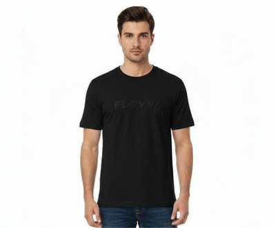 FLOVVA Printed Men Round Neck Black T-Shirt