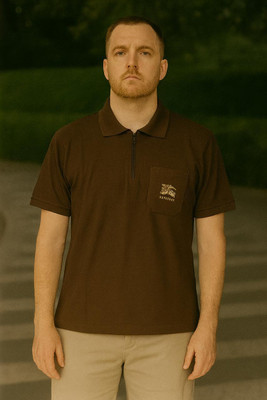 Pulsemen Solid Men Polo Neck Brown T-Shirt