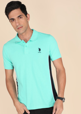 U.S. POLO ASSN. Solid Men Polo Neck Blue T-Shirt