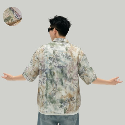 ml fashion Printed, Typography, Abstract Men Round Neck Grey, Light Blue T-Shirt