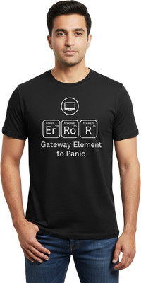 DEHCY Printed Men Round Neck Black T-Shirt