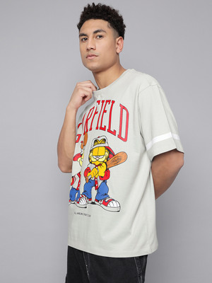 Free Authority Printed Men Round Neck Grey T-Shirt