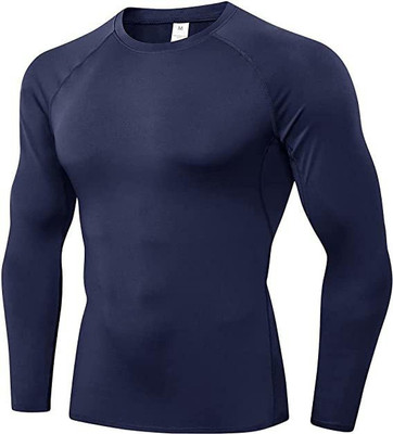 Kyk Solid Men Round Neck Navy Blue T-Shirt