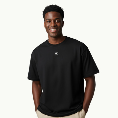 Valesto Solid Men Crew Neck Black T-Shirt