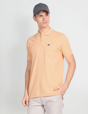 Arrow Sport Solid Men Polo Neck Orange T-Shirt