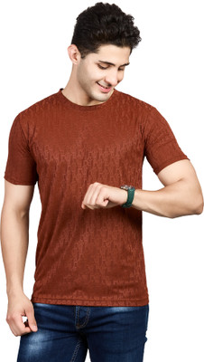 BE POSITIVE Self Design Men Round Neck Red T-Shirt