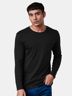 OrrganicChics Solid Men Round Neck Black T-Shirt