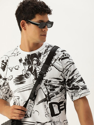 Kook N Keech Printed, Typography Men Round Neck White T-Shirt