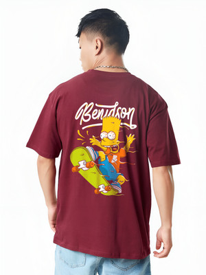 JP Creation Printed Men Round Neck Maroon T-Shirt