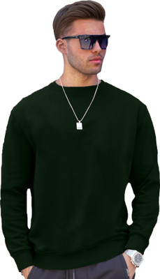 JUGULAR Solid Men Round Neck Dark Green T-Shirt