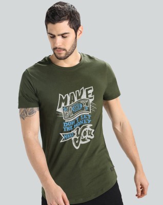 Trends Tower Printed, Typography Men Round Neck Dark Green T-Shirt