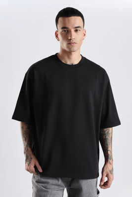 tooidde Solid Men Round Neck Black T-Shirt