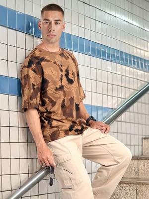 Roadster Printed Men Round Neck Blue T-Shirt