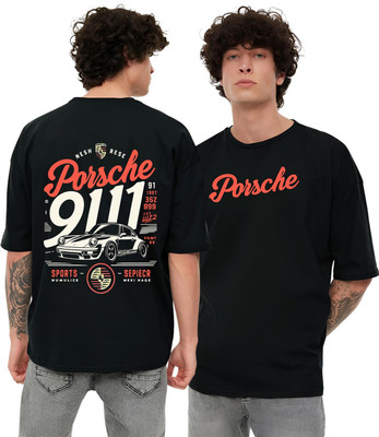 KART BLACK Self Design Men Round Neck Black T-Shirt