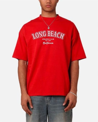 FURRR Printed Men Round Neck Red T-Shirt