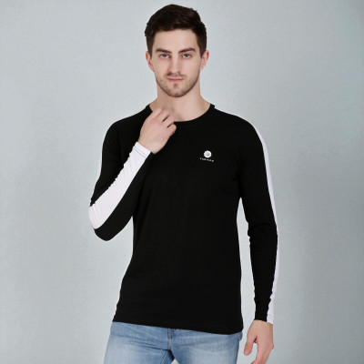 FARICON Solid Men Round Neck Black T-Shirt