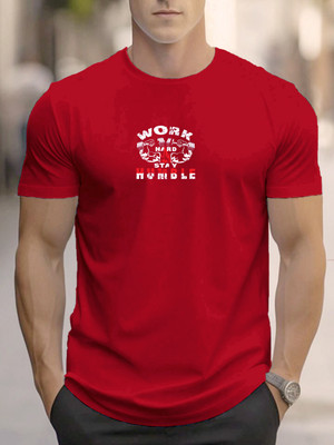 Vmens99 Printed Men Round Neck Maroon T-Shirt
