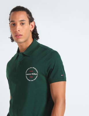 TOMMY HILFIGER Graphic Print Men Polo Neck Green T-Shirt