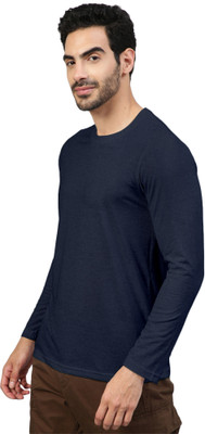 FTX Solid Men Round Neck Blue T-Shirt