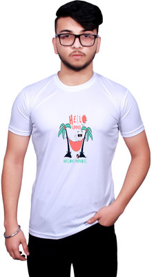 NITYANAND CREATIONS Printed, Typography Men Round Neck White T-Shirt