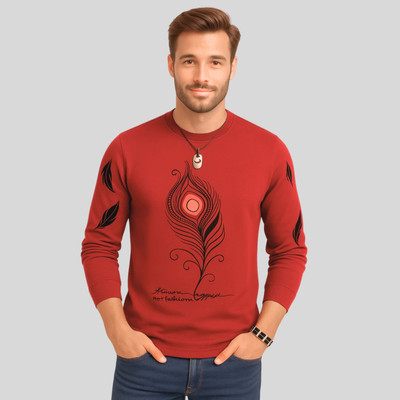 Ticoss Printed Men Round Neck Red T-Shirt