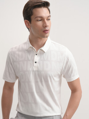 HIGHLANDER Printed Men Polo Neck White T-Shirt