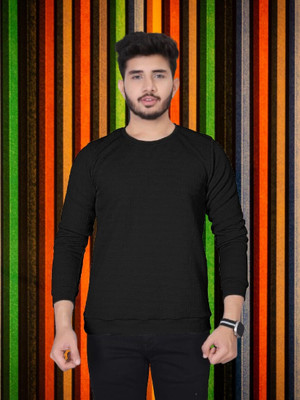 radhe creation Solid Men Round Neck Black T-Shirt
