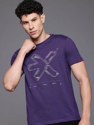 HRX by Hrithik Roshan Printed Men Round Neck Purple T-Shirt