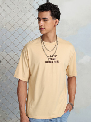 HIGHLANDER Solid Men Round Neck Beige T-Shirt