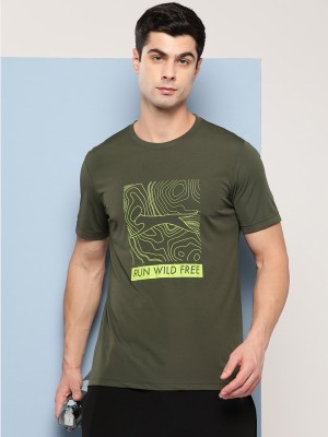 SLAZENGER Printed Men Round Neck Green T-Shirt