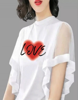 CNQFS FASHION Casual Printed Women White Top