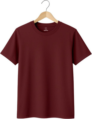 HypeDrip Solid Men Round Neck Red T-Shirt