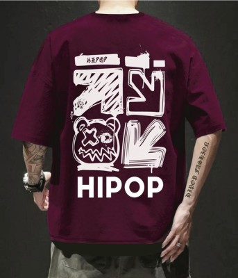 HIPOP Printed Men Round Neck Maroon T-Shirt