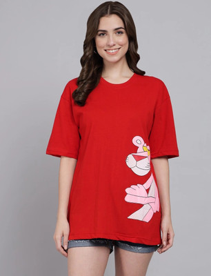 METRONAUT Cartoon Women Round Neck Red T-Shirt