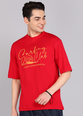 United Colors of Benetton Printed Men Round Neck Red T-Shirt