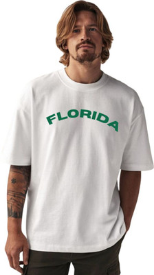 yoovaz Printed, Typography Men Round Neck White T-Shirt