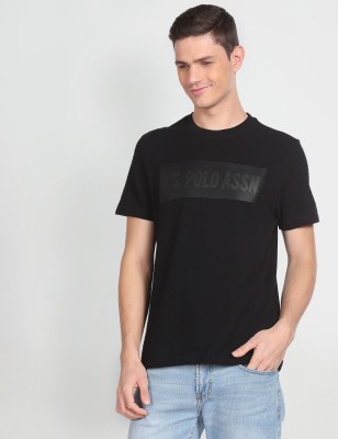 U.S. Polo Assn. Denim Co. Typography Men Round Neck Black T-Shirt
