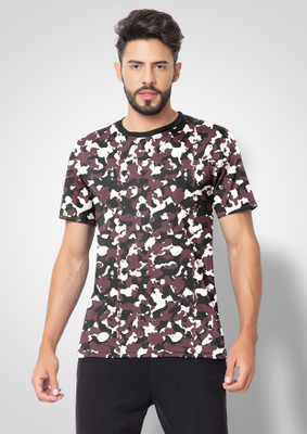 FTX Printed Men Round Neck Beige T-Shirt