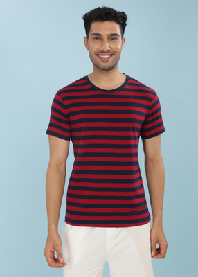 Force NXT Striped Men Round Neck Red, Black T-Shirt