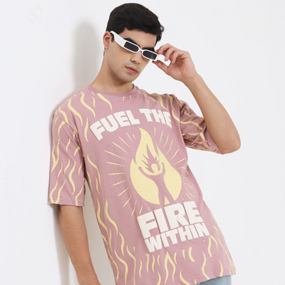 Epivu Printed Men Round Neck Beige T-Shirt