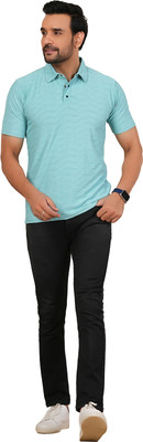 Black Vulture Solid Men Polo Neck Green T-Shirt