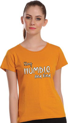 APE Printed Women Round Neck Yellow T-Shirt