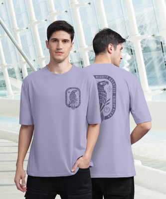 Bullmer Printed Men Round Neck Purple T-Shirt