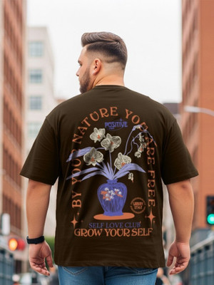 Veirdo Graphic Print Men Round Neck Brown T-Shirt