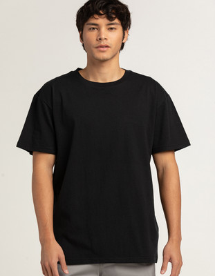 TRIBALOOK Solid Men Round Neck Black T-Shirt